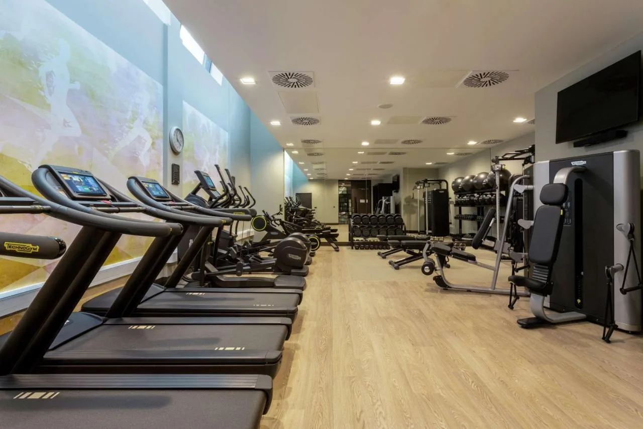 Treadmills and elliptical machines in the Hilton Aberdeen TECA gym